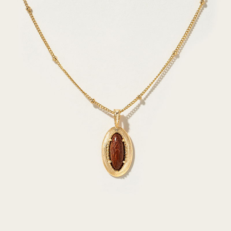 everleaf golden nanmu wood pendant necklace