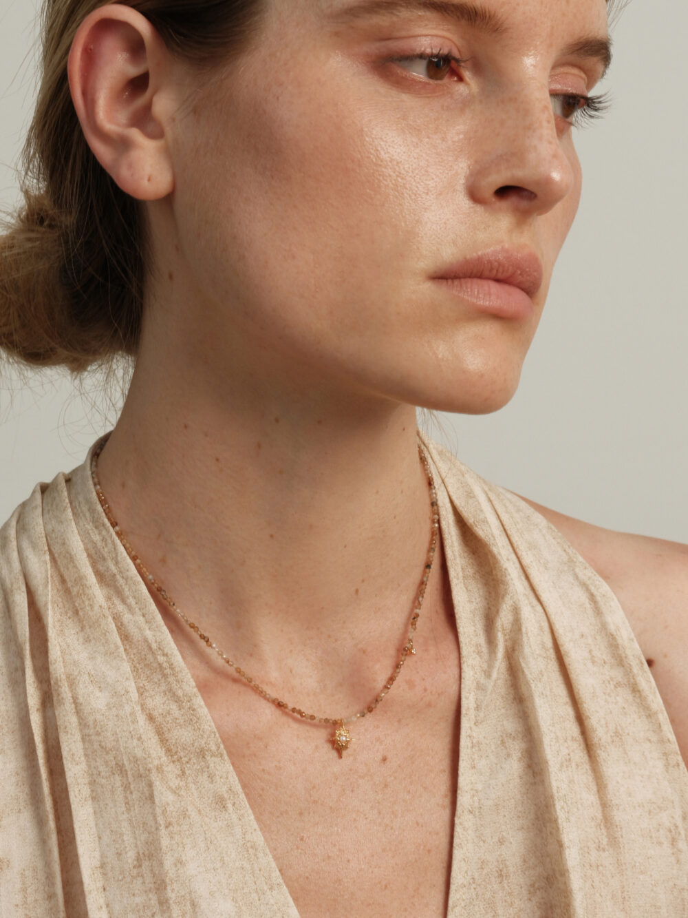 aurora hexagram star beaded necklace