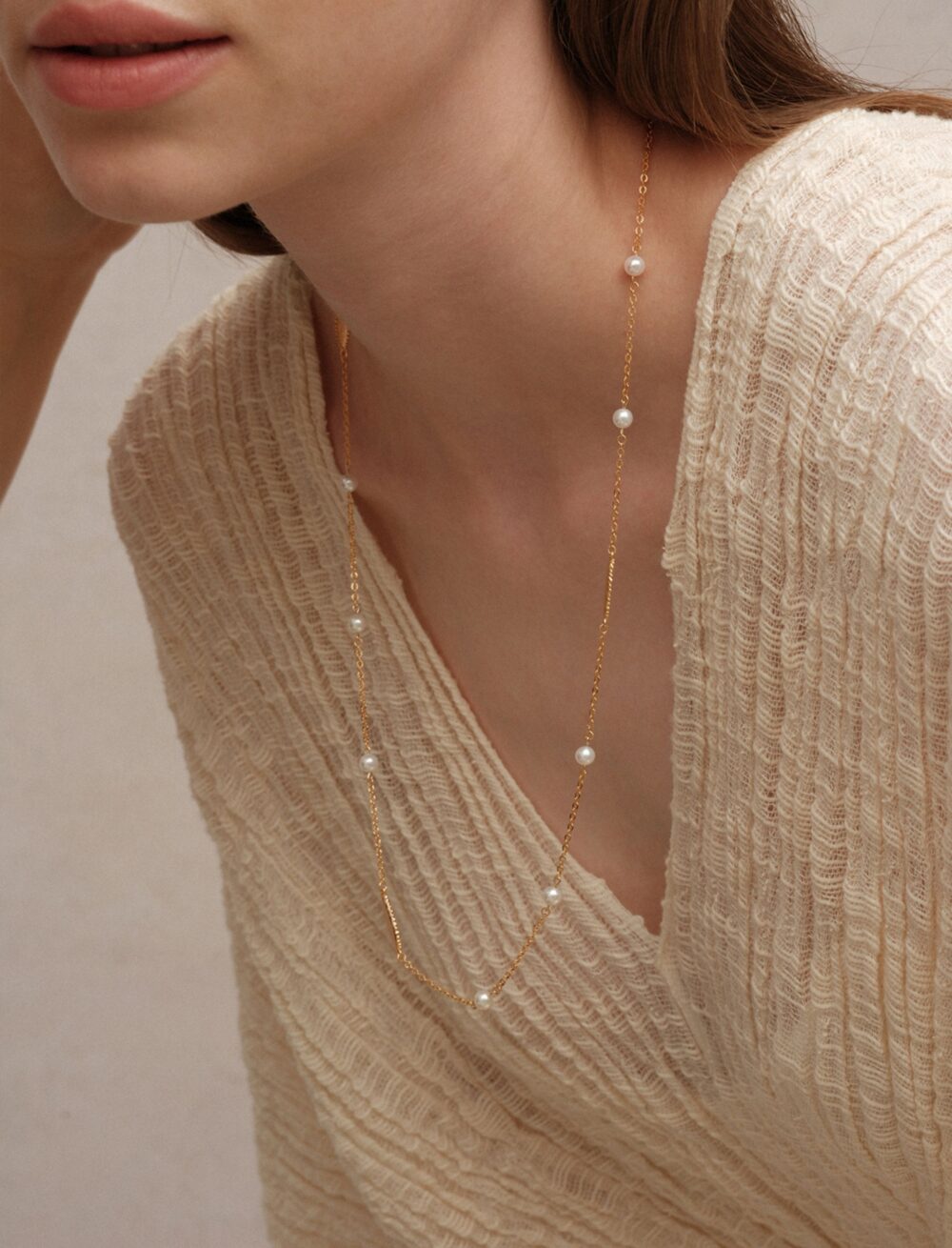 everleaf long pearl necklace